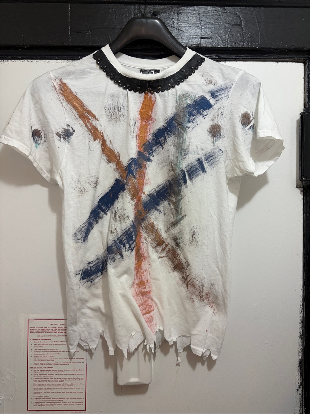 Kids White Graphic Short Sleeve Tee with Paint-Style Stripes